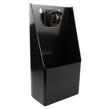 Black Bottle Top Catcher & Opener wall-mounted bottle opener on a white background