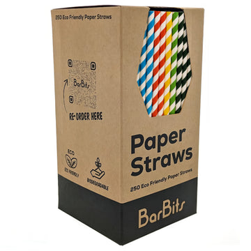 Mixed Striped Paper Straws 8" - Pack of 250