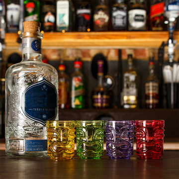 Coloured Tiki Shot Glasses - Set of 4
