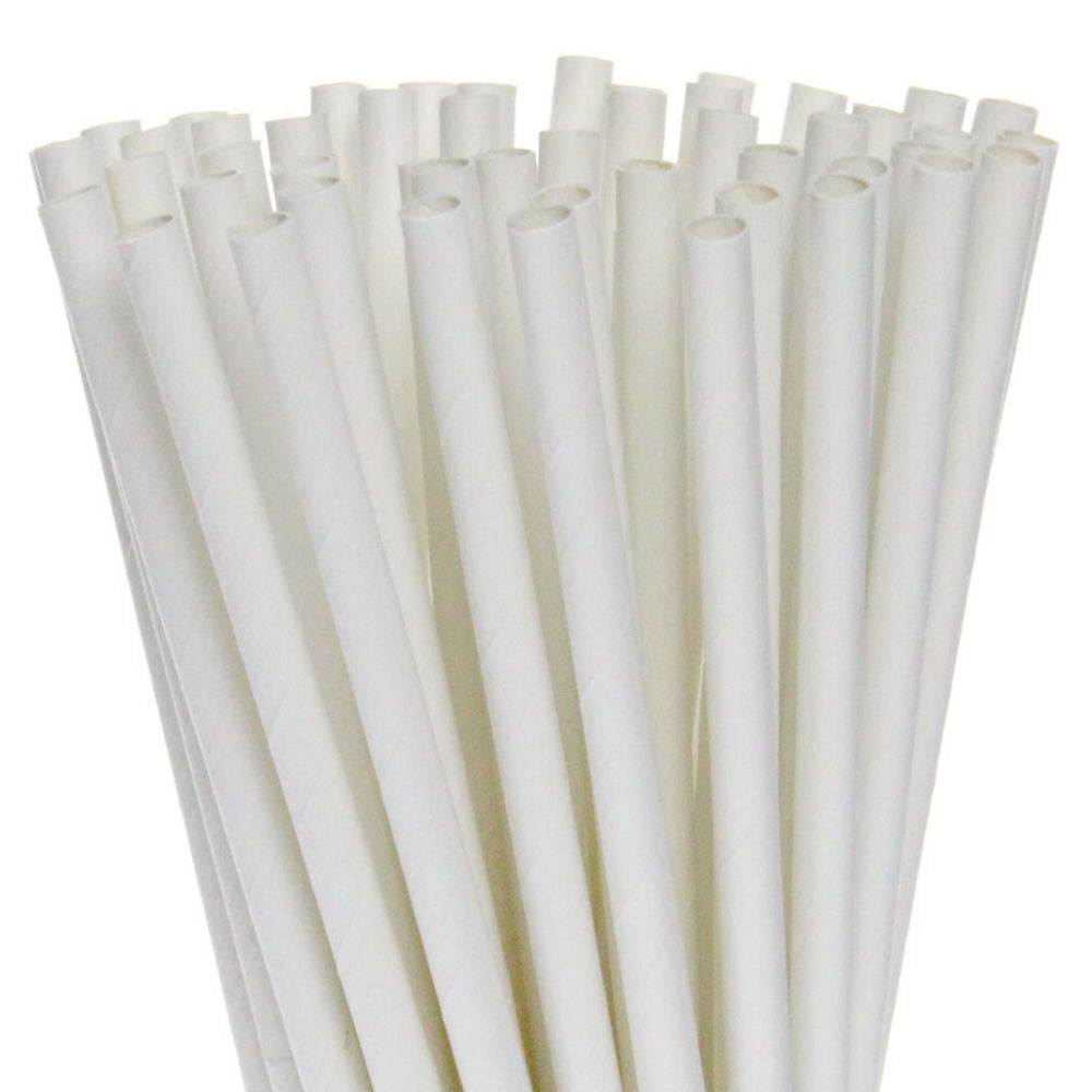 Plain White Paper Straws 8 - 250