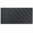A black rectangular rubber mat with a textured diagonal ribbed pattern, shown flat against a solid white background.
