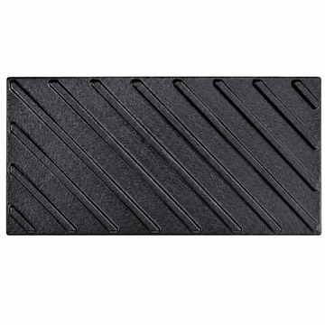 A black rectangular rubber mat with a textured diagonal ribbed pattern, shown flat against a solid white background.