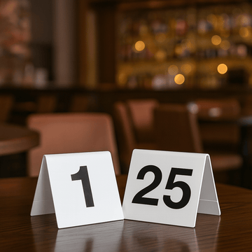 Plastic table numbers signs 1 to 25 durable double sided plastic sign - BarBits.co.uk