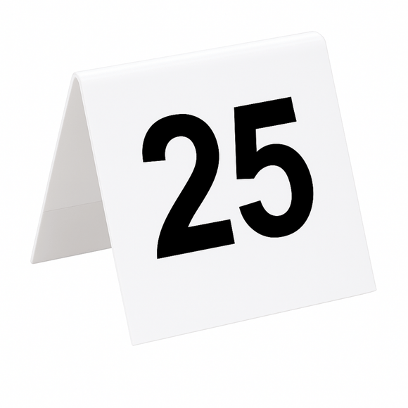 Plastic table numbers signs 1 to 25 durable double sided plastic sign - BarBits.co.uk