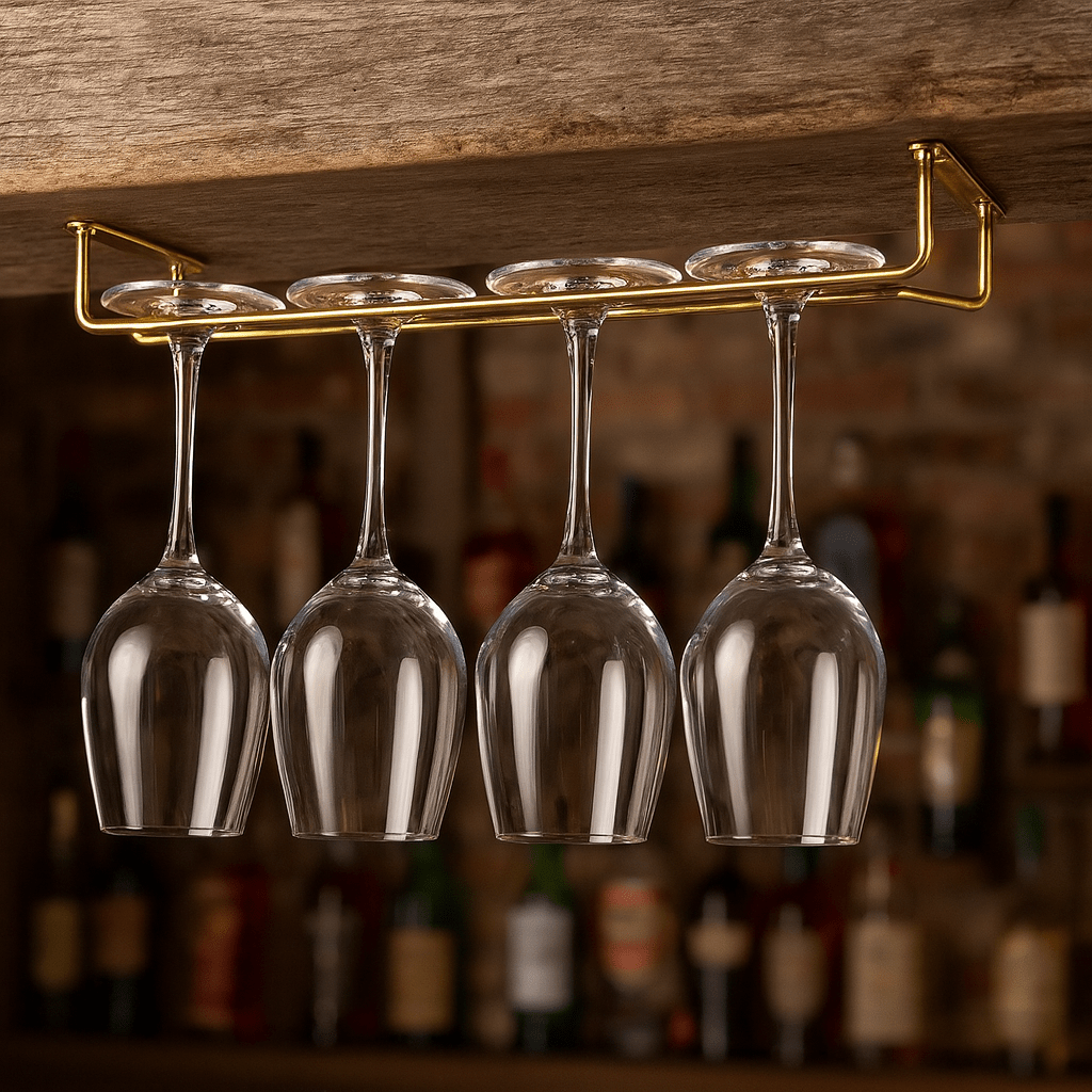 Brass Plated Glass Hanger 16inch Rail Rack | BarBits.co.uk