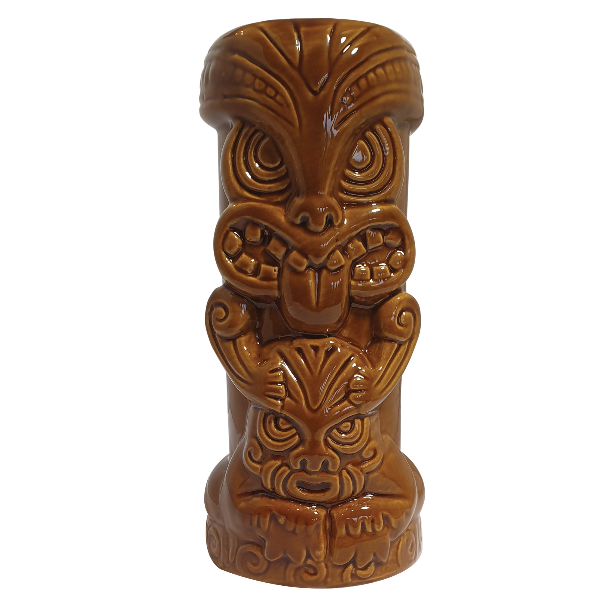 Red & Brown Tiki Mugs - Set of 2