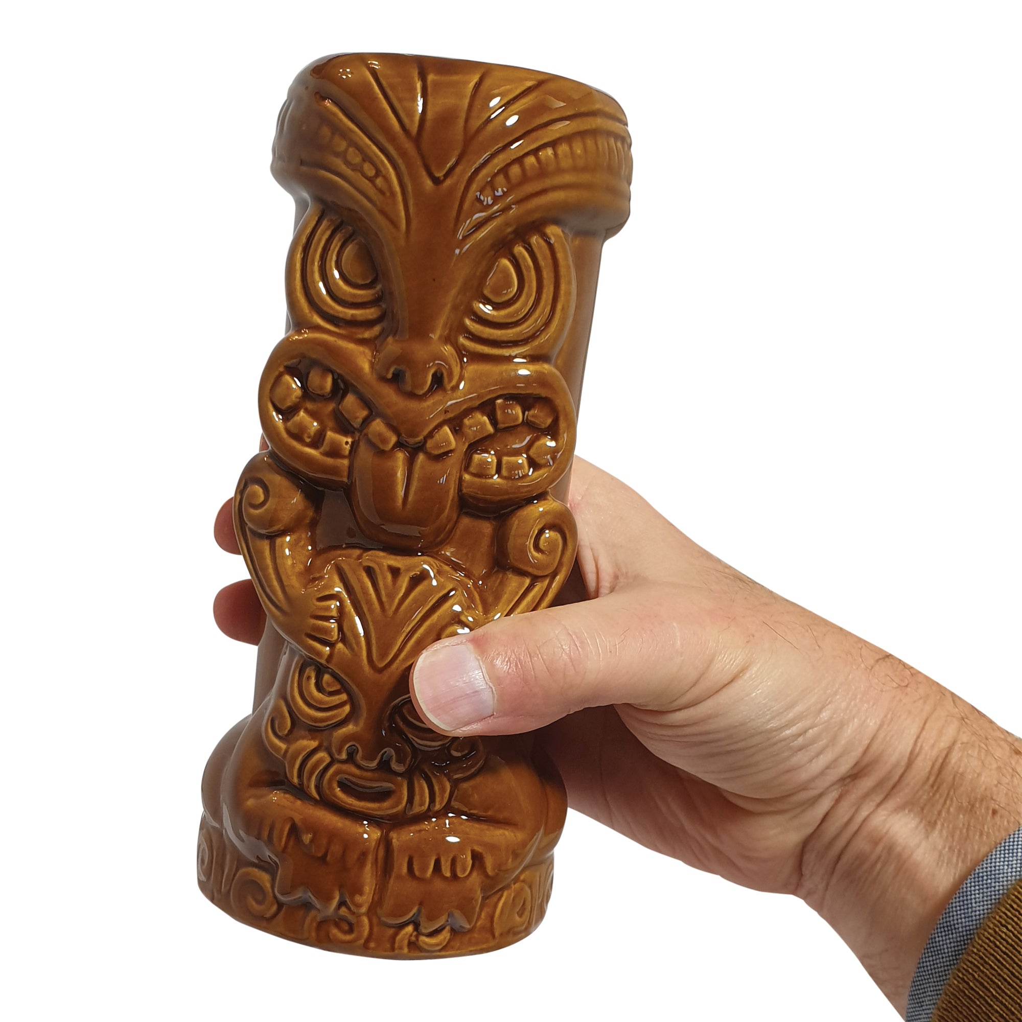 Red & Brown Tiki Mugs - Set of 2