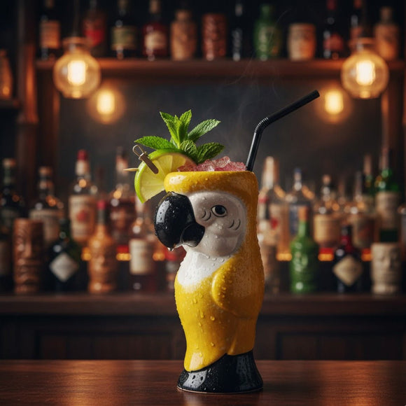 Yellow Ceramic Parrot Tiki Mug - 750ml