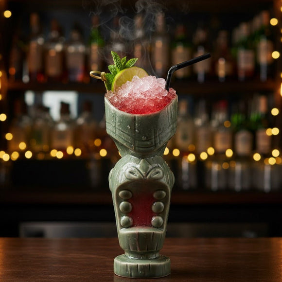 Large Mouth Green Tiki Mug - 650ml