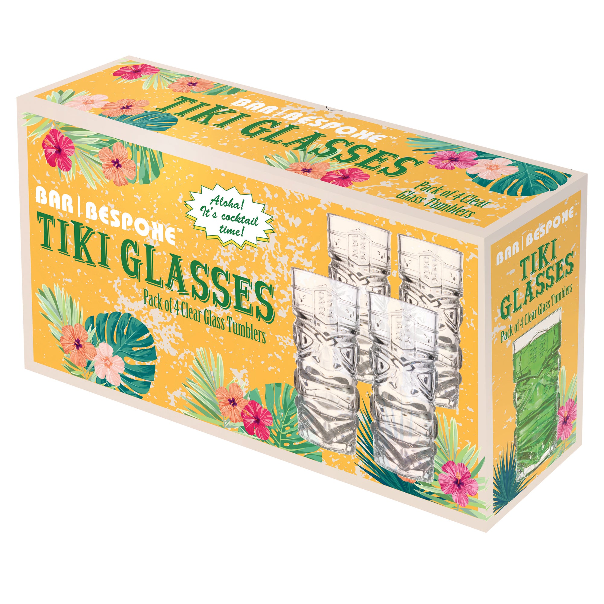 Tiki Head Hiball Cocktail Glasses - Pack of 4 - 0