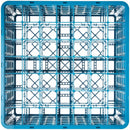 Blue plastic pallet with grid pattern on a white background