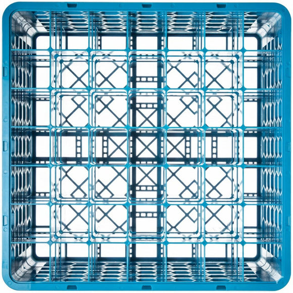 Blue plastic pallet with grid pattern on a white background