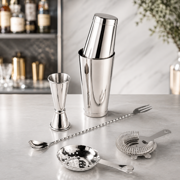 4 Piece Cocktail Bar Set - Stainless Steel - 0