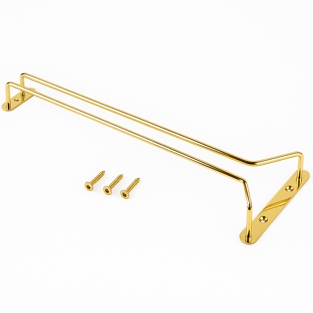 Brass Plated Glass Hanger 16inch Rail Rack | BarBits.co.uk