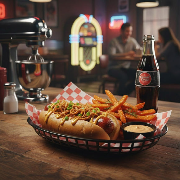 Black Oval Fast Food Baskets - Pack of 6