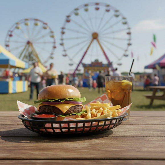 Black Oval Fast Food Baskets - Pack of 6