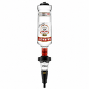 A 25ml Smirnoff vodka spirit dispenser, designed to look like a bottle with a black and clear plastic body, red collar, and a 25ml measurement indicator, on a solid white background.