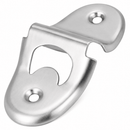 A brushed stainless steel bottle opener mounted on a plain white background.