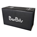 Packaging box with BarBits branding for the Black Plastic Bar Caddy bar supplies and accessories product.