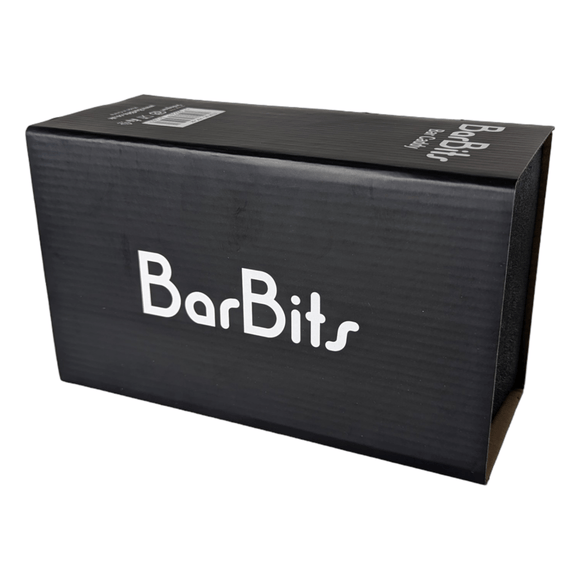 Packaging box with BarBits branding for the Black Plastic Bar Caddy bar supplies and accessories product.