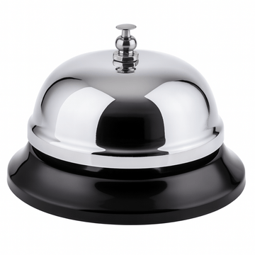 BarBits countertop service bell chrome plated with black base loud ring for receptions restaurants and hotels- BarBits.co.uk