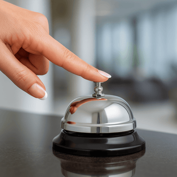 BarBits countertop service bell chrome plated with black base loud ring for receptions restaurants and hotels- BarBits.co.uk