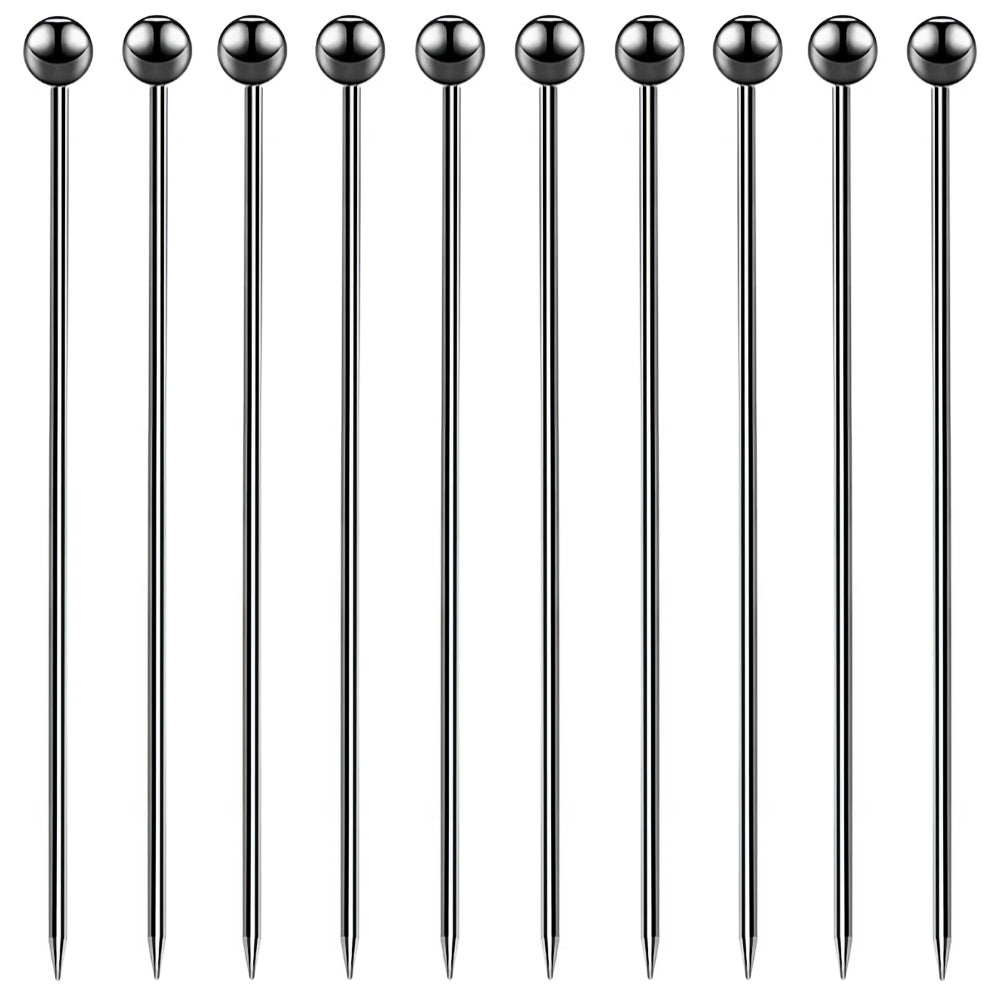 Gunmetal Ball Garnish Picks - Pack of 10