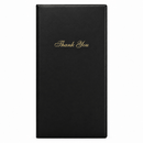 A Black Classic Bill Presenter with a textured finish and the words 'Thank You' printed in elegant gold cursive script on the front, set against a plain white background.