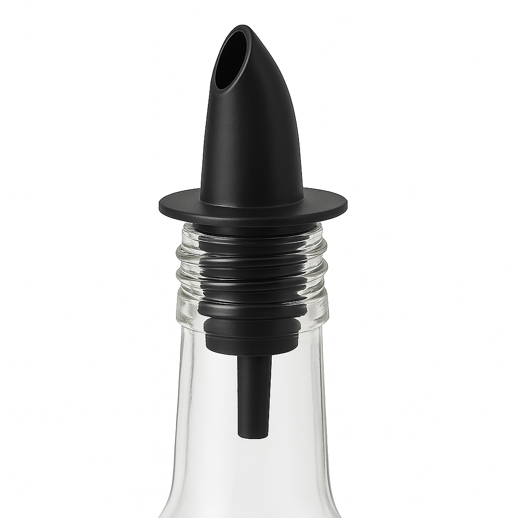 Black Plastic Free Flow Pourers - Pack of 10 - 0