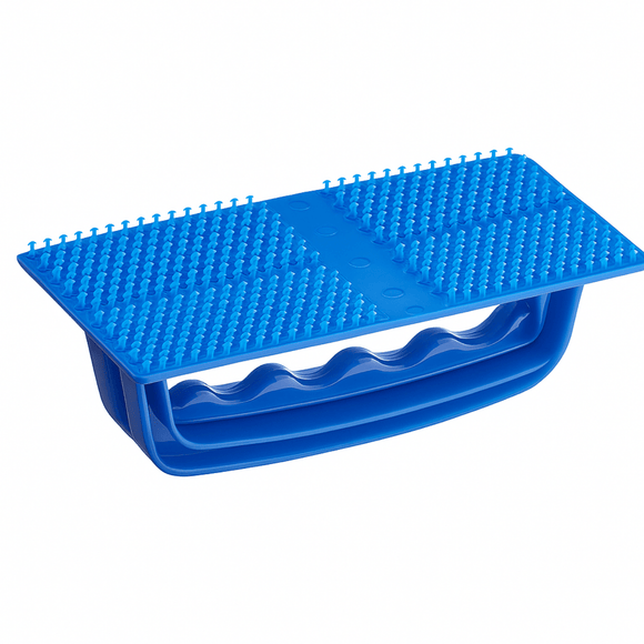 Blue griddle pad holder showing the Base on a pure white backgound