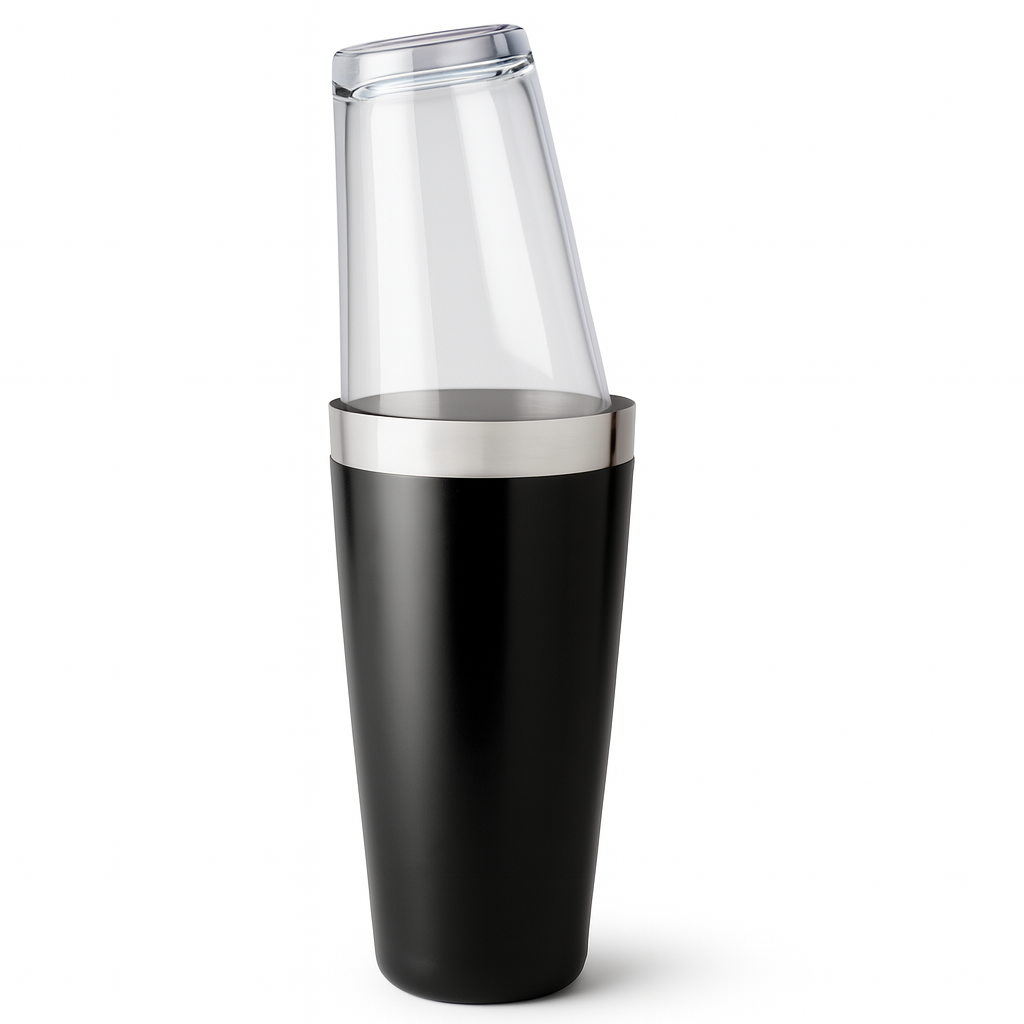 Boston Cocktail Shaker With Glass - Black Vinyl