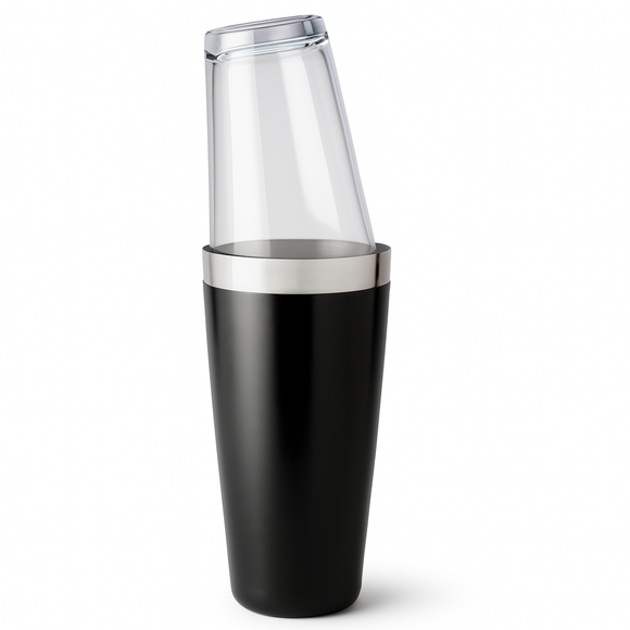 Boston Cocktail Shaker With Glass - Black Vinyl