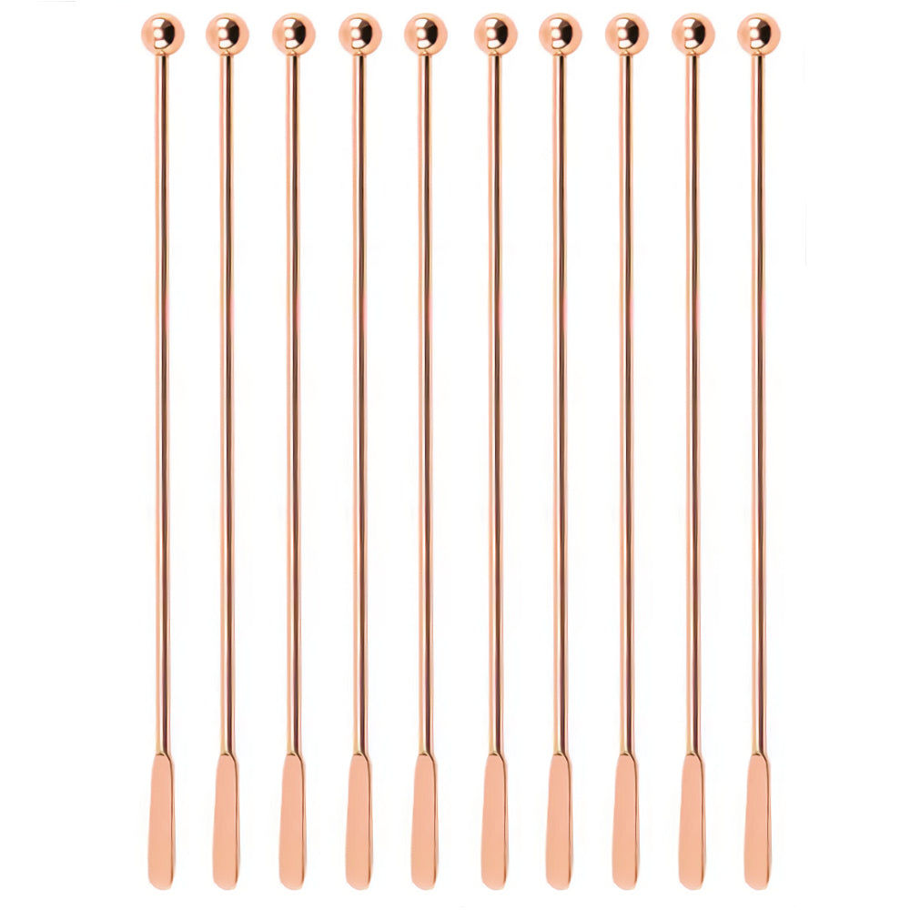 Copper Cocktail Ball Stirrers - Pack of 10