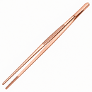 Rose gold cocktail tweezers with a textured grip and fine metal tips, shown diagonally on a solid white background.