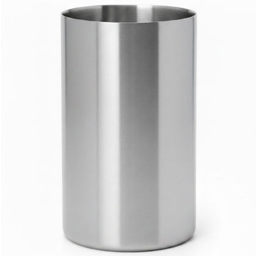 A BarBits brushed stainless steel wine cooler cup with a brushed finish, shown on a plain white background.