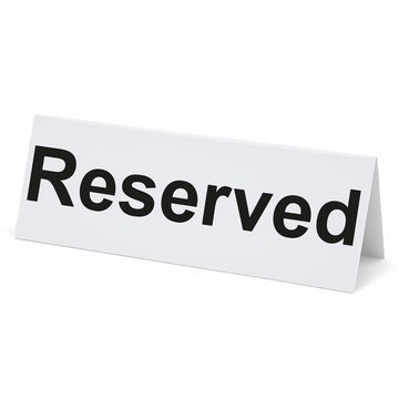 White sign with 'Reserved' text on a white background