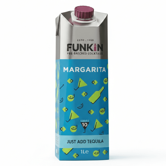 Funkin Margarita cocktail mix carton on a white background