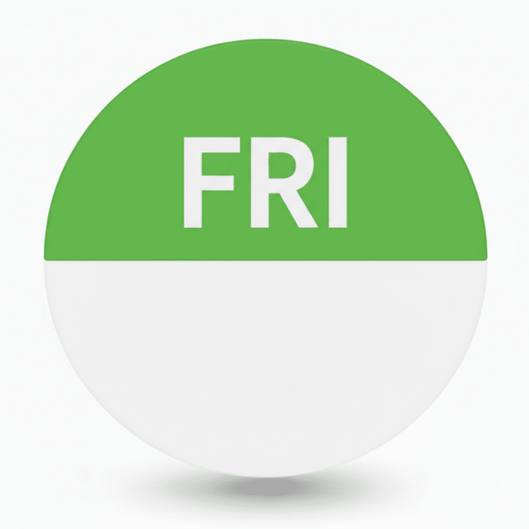 Friday Round Day Dots Labels - Roll Of 1000