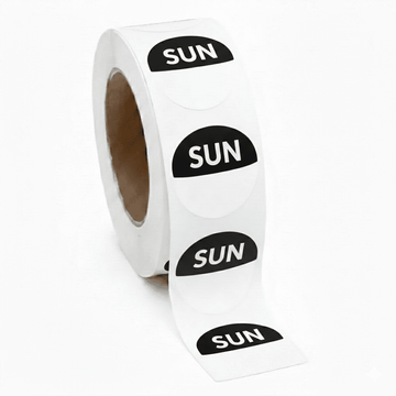 Sunday Round Day Dots Labels - Roll Of 1000