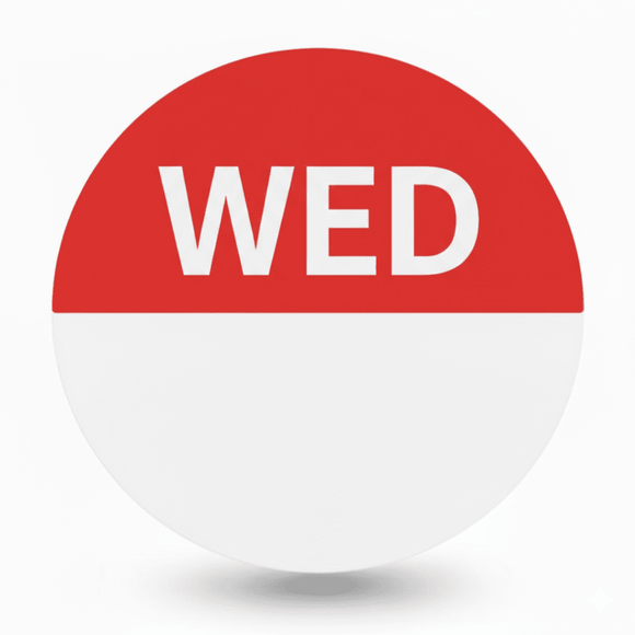 Wednesday Round Day Dots Labels - Roll Of 1000