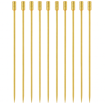 Gold Grooved Top Garnish Picks - Pack of 10