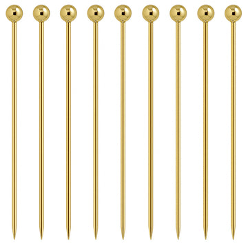 Gold Ball Garnish Picks - Pack of 10
