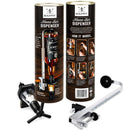 Beaumont Home Bar Dispenser kit shown with its cylindrical packaging and included metal and black components on a white background.