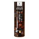 Beaumont Professional Home Bar Dispenser in a tall cylindrical wooden-style package, showing a bottle filled with amber liquid and metal dispenser hardware on a white background.