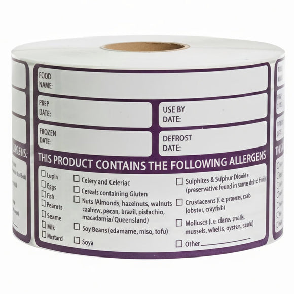 Large Allergen Alert Safety Labels - Roll of 500