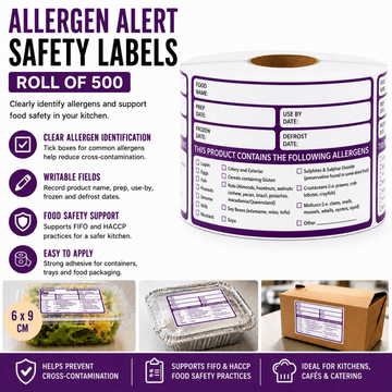 Large Allergen Alert Safety Labels - Roll of 500 - 0