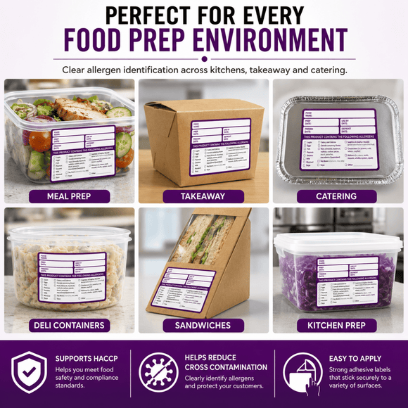 Large Allergen Alert Safety Labels - Roll of 500