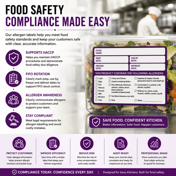 Large Allergen Alert Safety Labels - Roll of 500