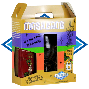 Mash Gang Alcohol Free Beer Gift Set | 2 Cans & Branded Glass - 0