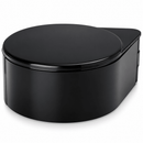A glossy black plastic margarita glass salt rimmer 3 tier closed shown on a clean white background.